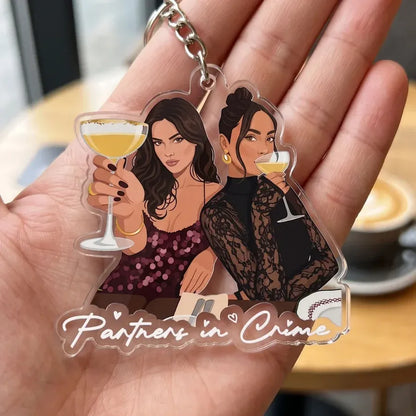 Acrylic Keychain with Personalized Friends Portrait, Drive Safe Bestie, Creative New Driver Gift for Her
