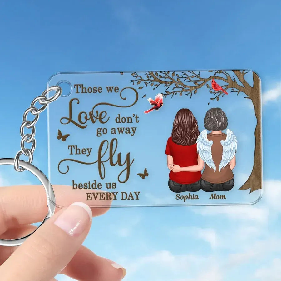 Acrylic Keychain with Mother Memorial Back View Design, Sentimental Keepsake, Perfect Gift for Love and Remembrance