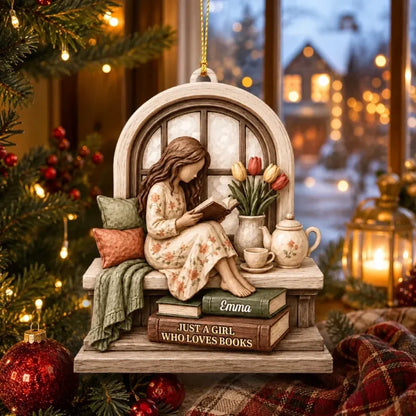 Custom Acrylic Reading Corner Ornament - Personalized Christmas Gifts For Book Lovers - A Cozy Chapter At Home