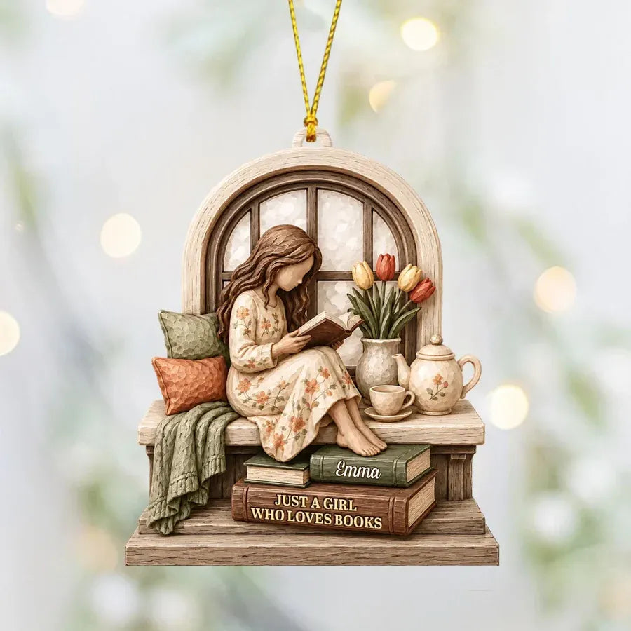 Custom Acrylic Reading Corner Ornament - Personalized Christmas Gifts For Book Lovers - A Cozy Chapter At Home