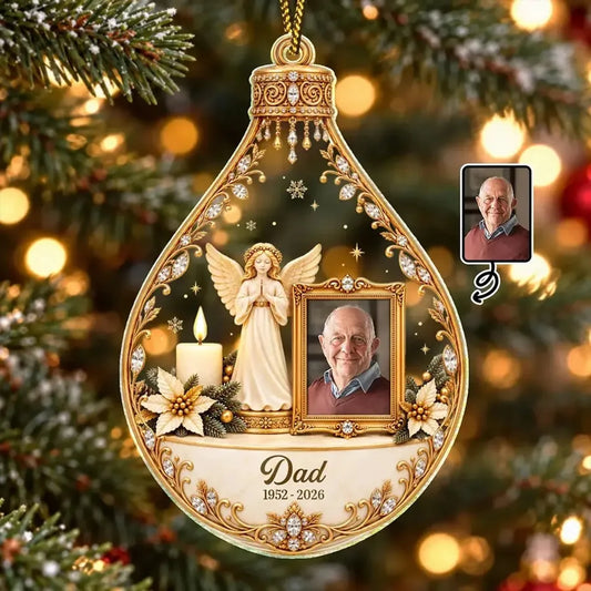 Custom Angel Memorial Acrylic Ornament - Personalized Parent Photo Keepsake - Watching Over Us From Heaven
