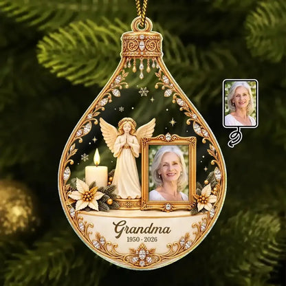 Custom Angel Memorial Acrylic Ornament - Personalized Parent Photo Keepsake - Watching Over Us From Heaven