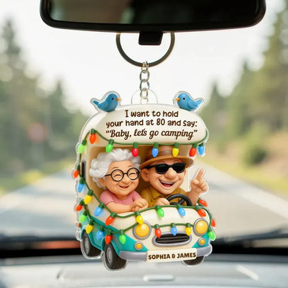 Acrylic Keychain Personalized Camping Couple Charm with Sweet Quote, Cute Daily Accessory and Unique Gift for Him or Her
