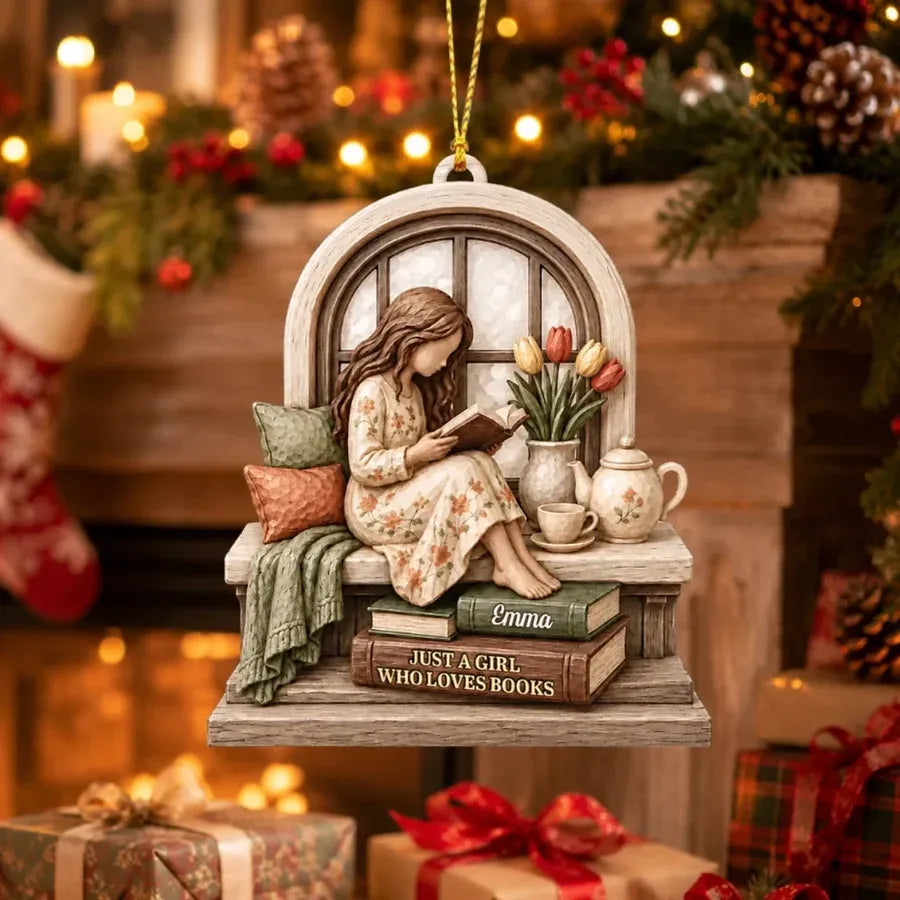 Custom Acrylic Reading Corner Ornament - Personalized Christmas Gifts For Book Lovers - A Cozy Chapter At Home