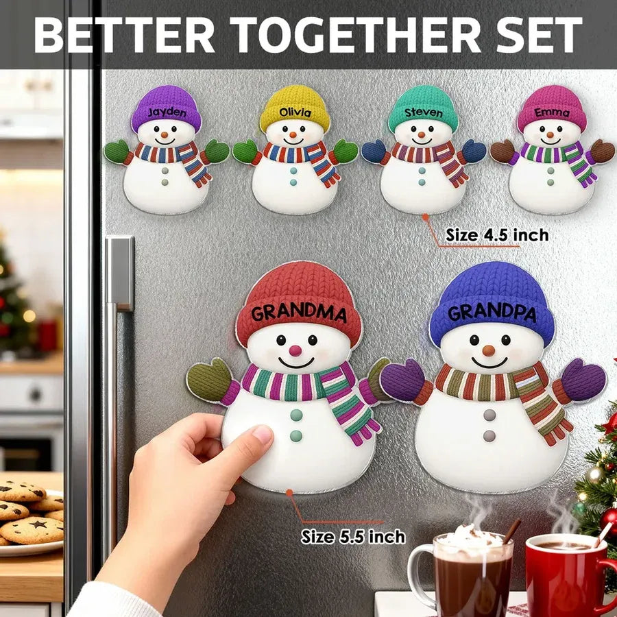 Acrylic Fridge Magnet Snowman Family Set | Festive Holiday Decoration, Perfect Gift for Grandparents and Family