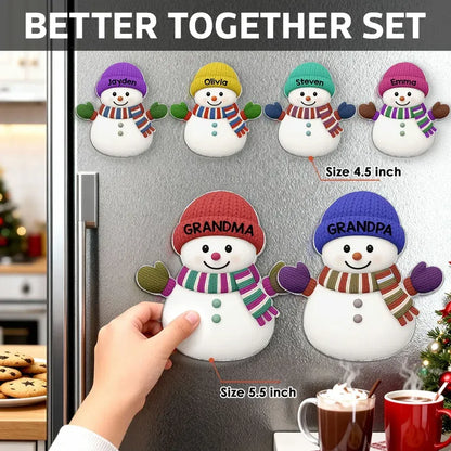 Acrylic Fridge Magnet Snowman Family Set | Festive Holiday Decoration, Perfect Gift for Grandparents and Family