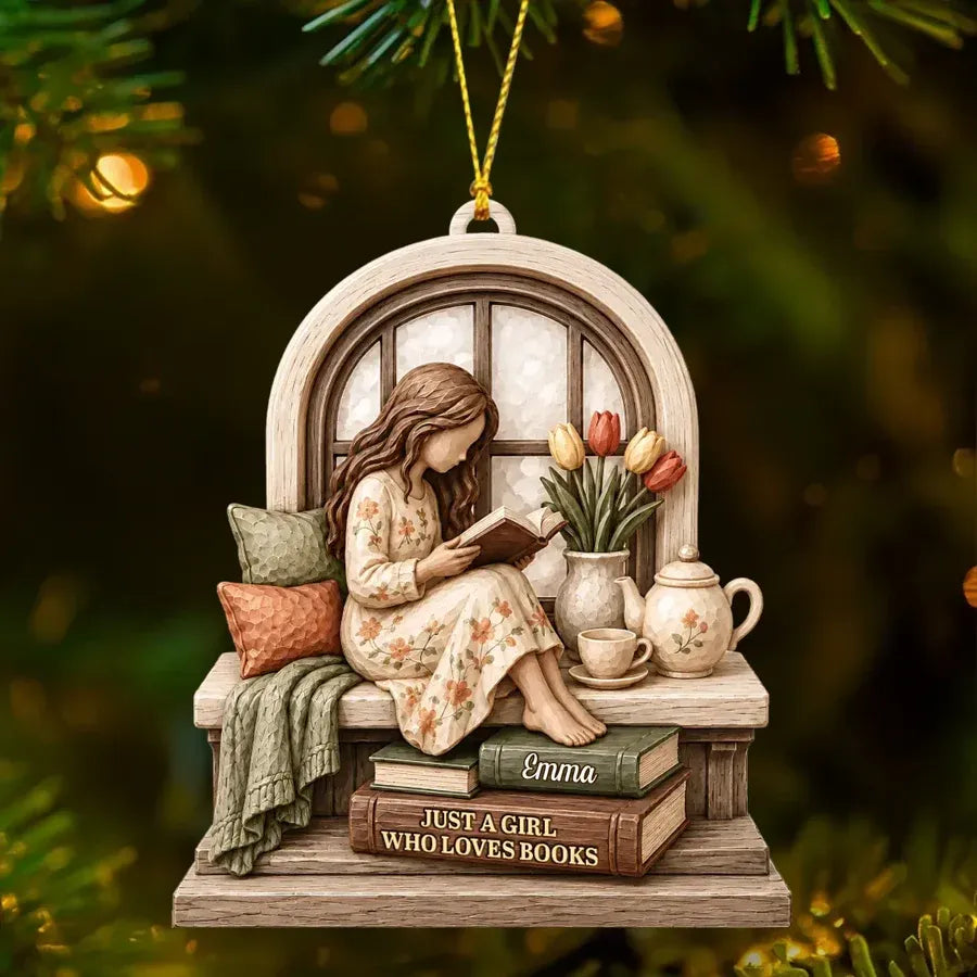 Custom Acrylic Reading Corner Ornament - Personalized Christmas Gifts For Book Lovers - A Cozy Chapter At Home